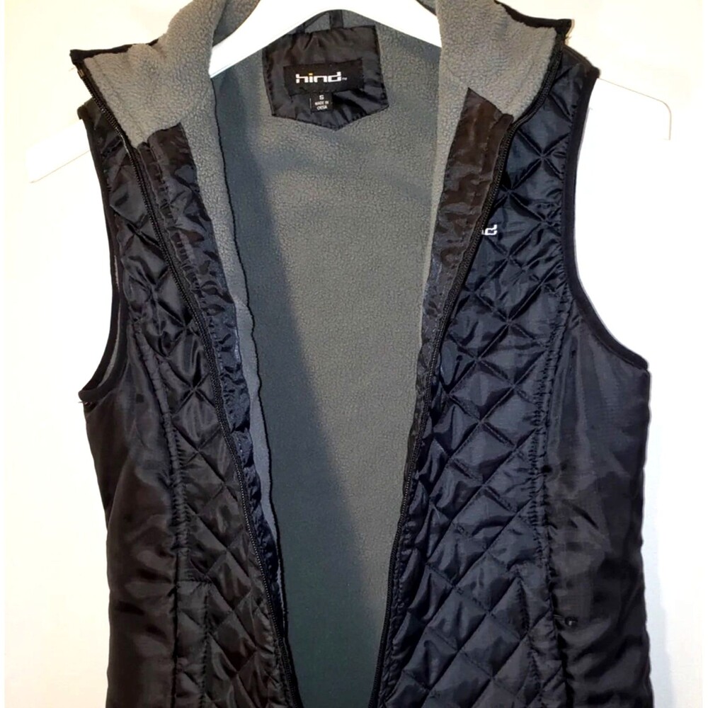 PUFFER VEST Quilted Fleece Lined Black Small - Picture 3 of 7